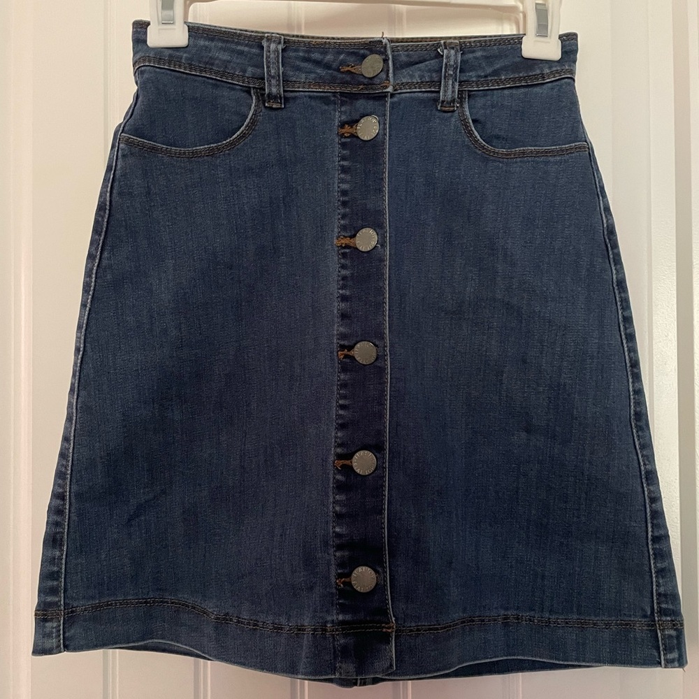 XS Denim Button Front Skirt